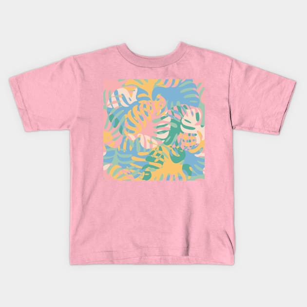 Pastel Plants / Colorful Monstera Leaves Kids T-Shirt by matise